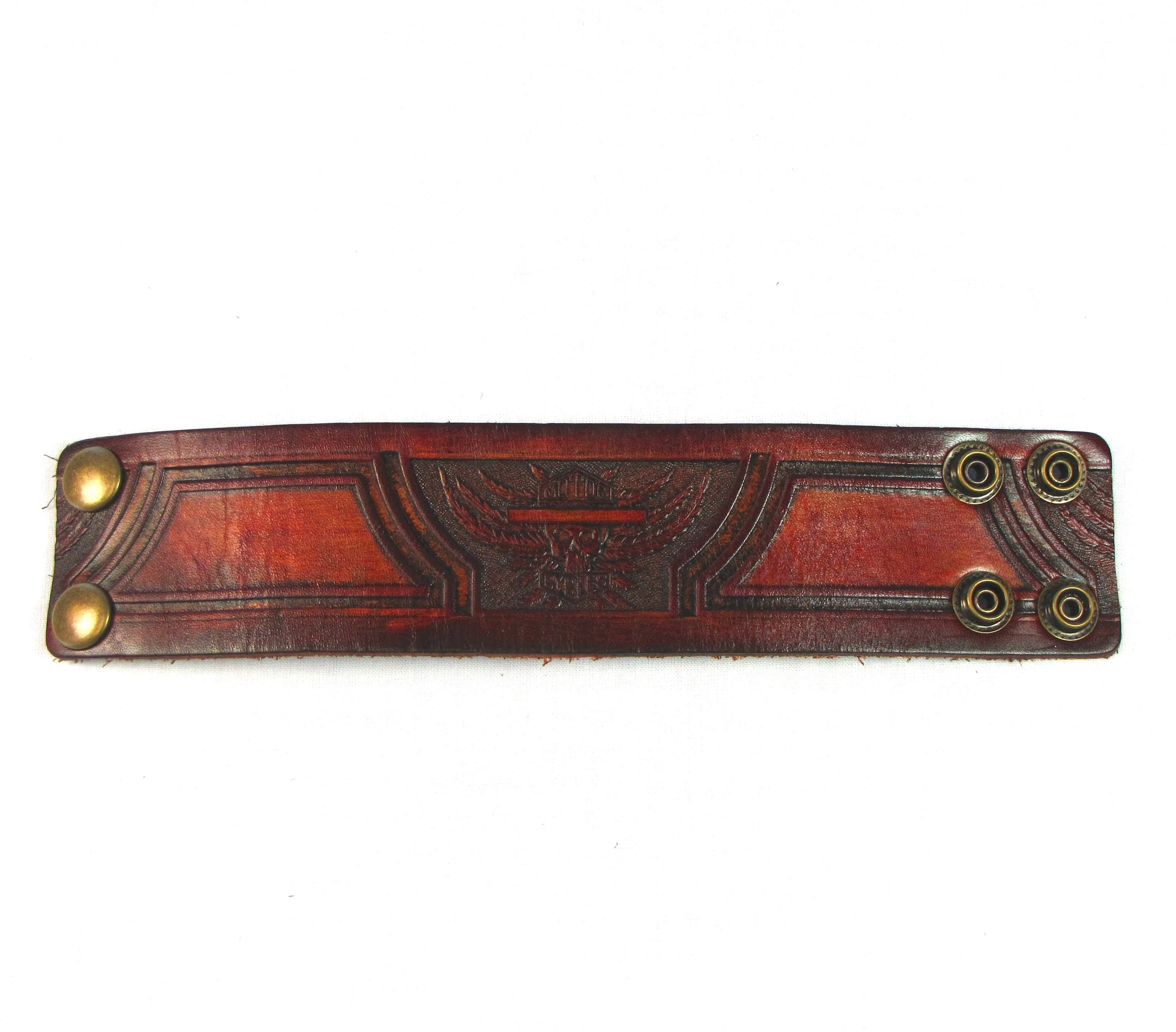 AW2-SW Antique Finish Wristband - Skull Wing