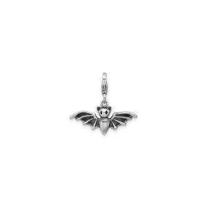Bat Antiqued 3D Pendant (Silver)