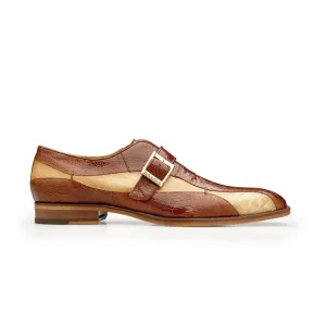 Belvedere Marte in Antique Camel / Bone Ostrich Leg Single Monk Strap Shoes