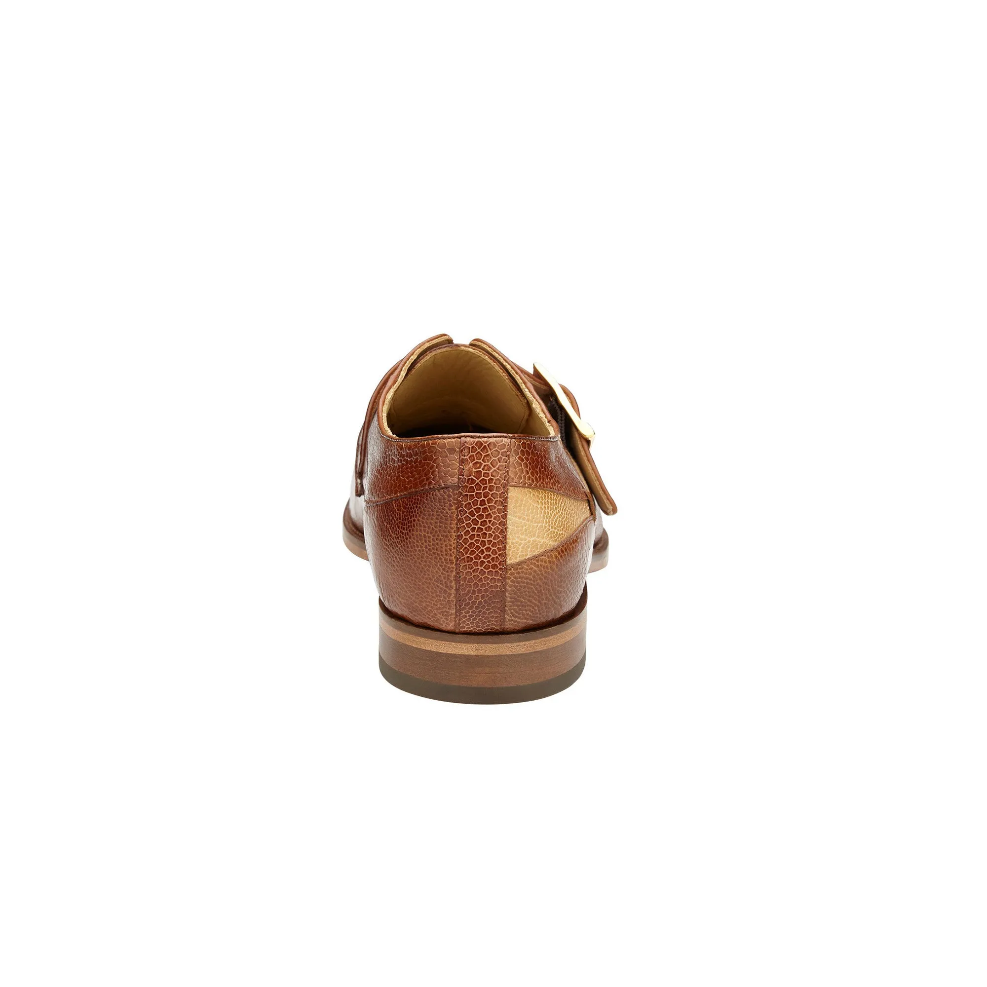 Belvedere Marte in Antique Camel / Bone Ostrich Leg Single Monk Strap Shoes