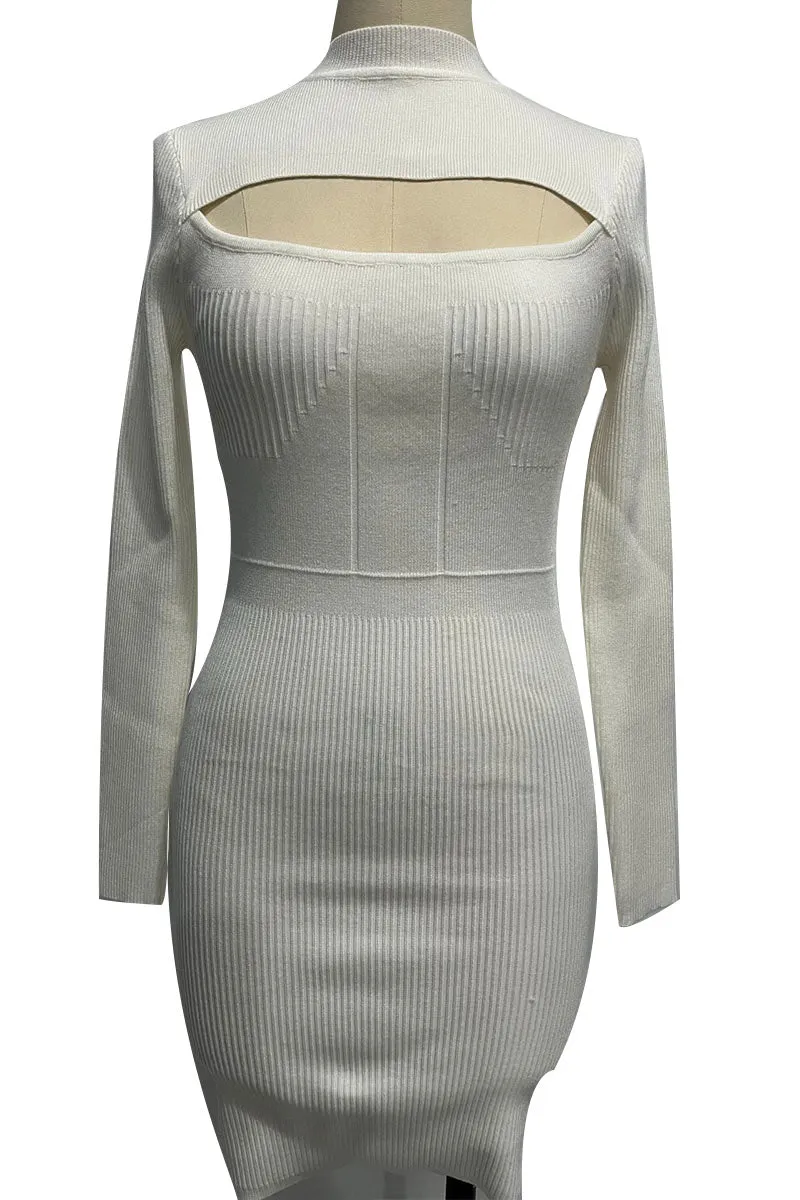 BG0490 Long Sleeve Knitted Mini Dress