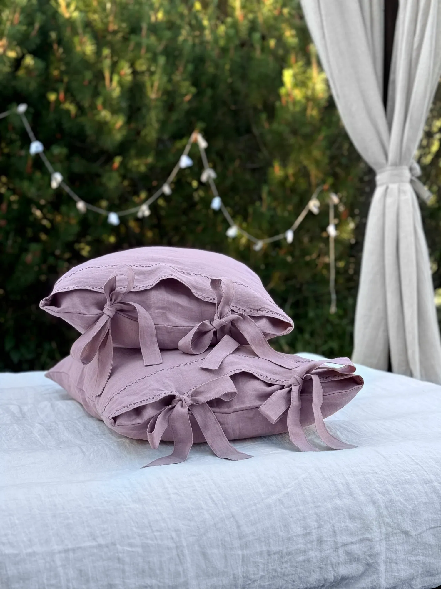 Black Embroidered Linen pillow cover