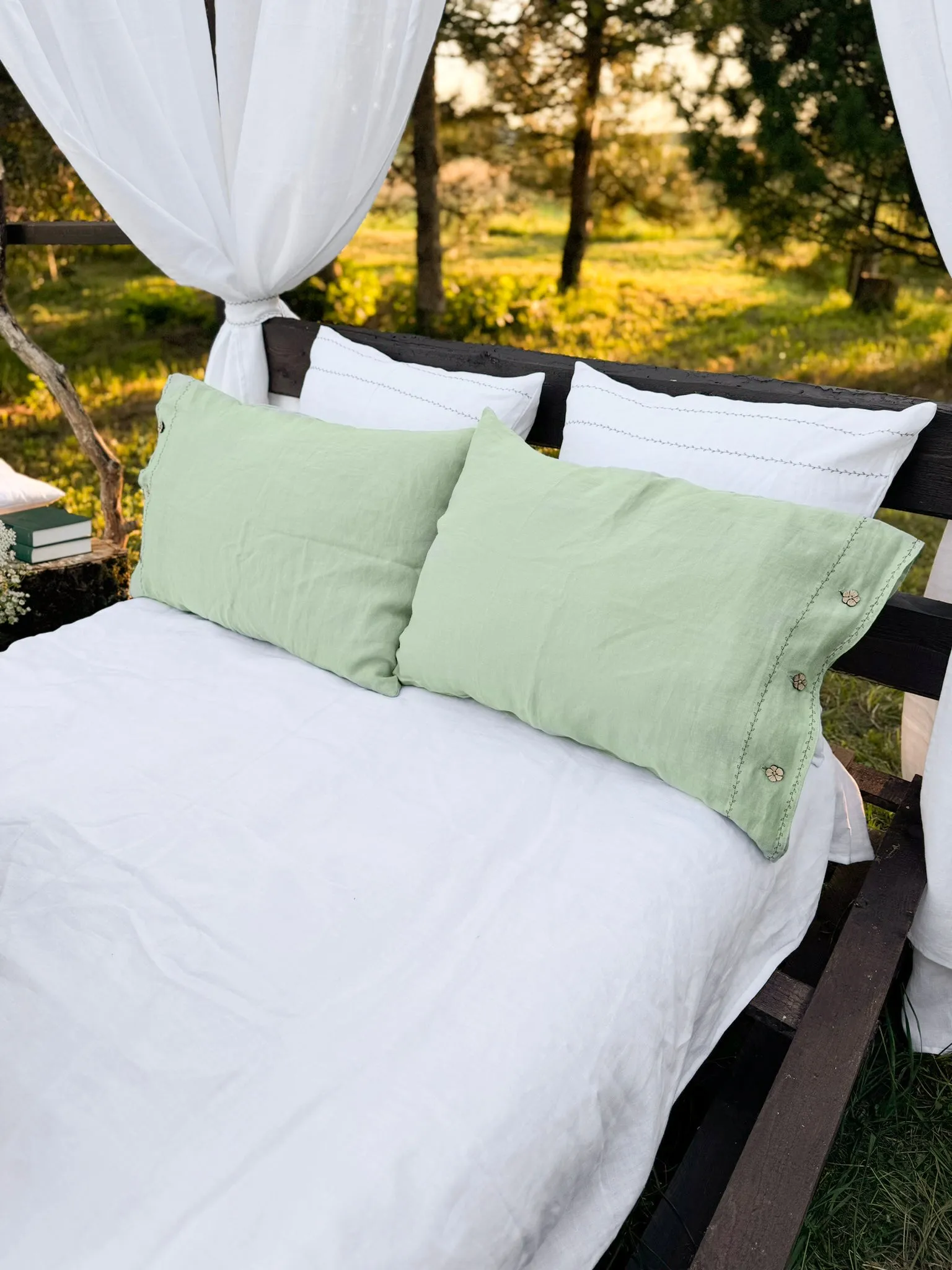 Black Embroidered Linen pillow cover