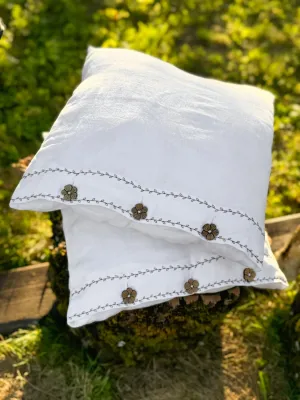 Black Embroidered Linen pillow cover