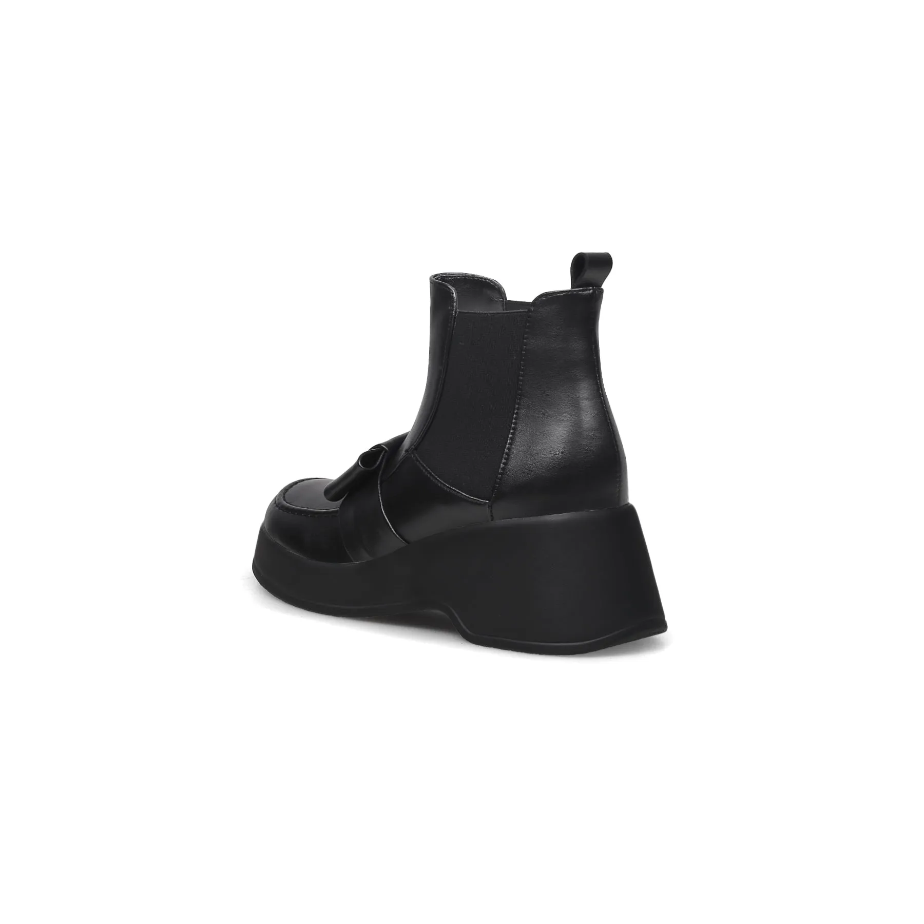 Black Leather Tie Bow Chelsea Boot