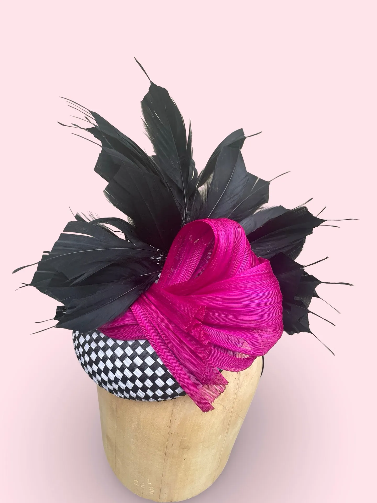 Black Lotus - Black & White Check Pill Box Fascinator