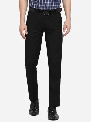 Black Solid Slim Fit Formal Trouser | Metal