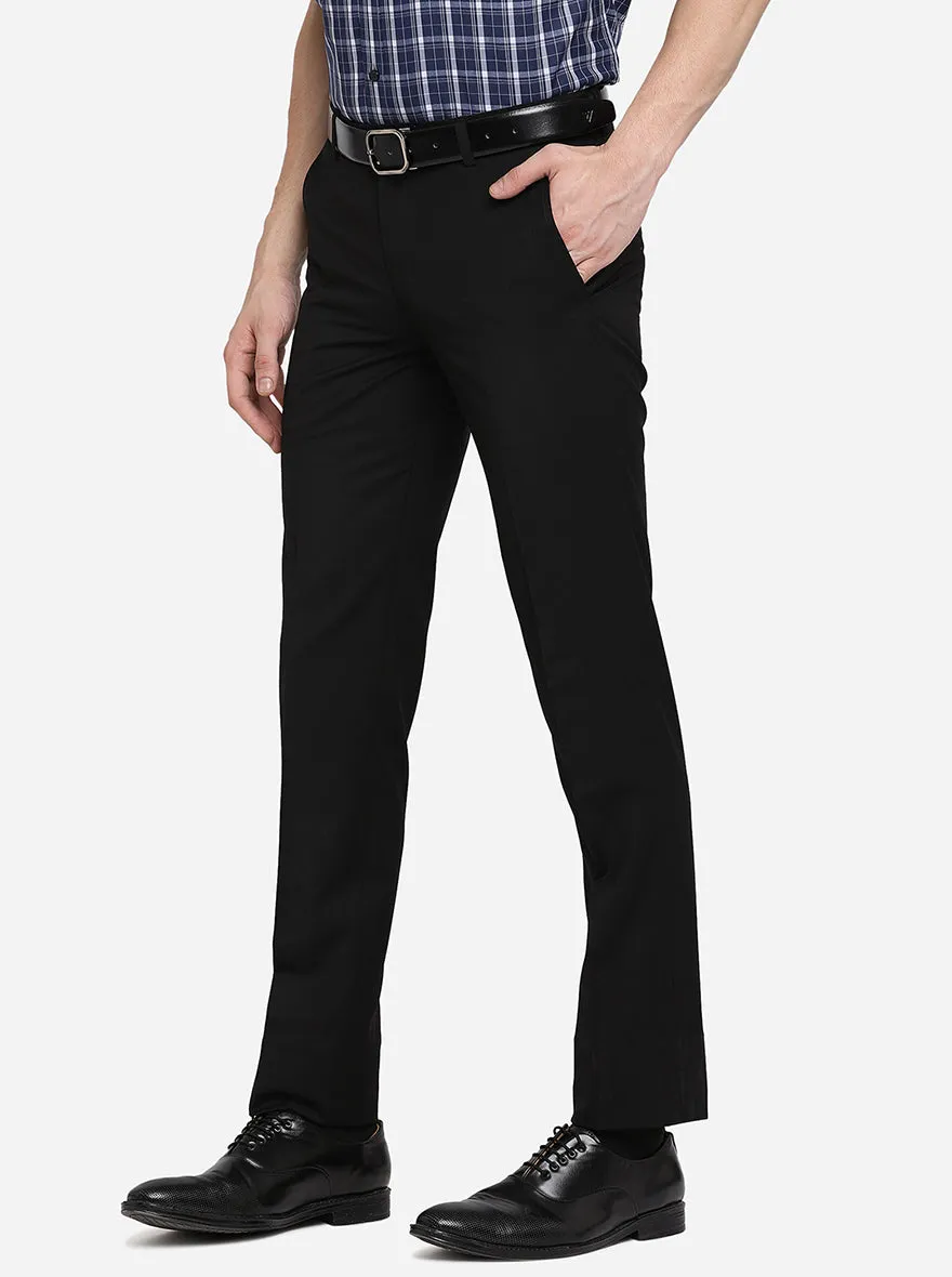 Black Solid Slim Fit Formal Trouser | Metal