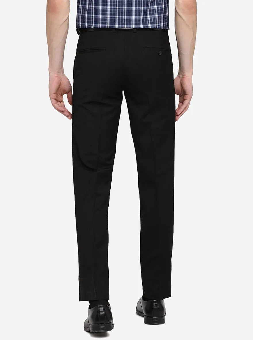 Black Solid Slim Fit Formal Trouser | Metal