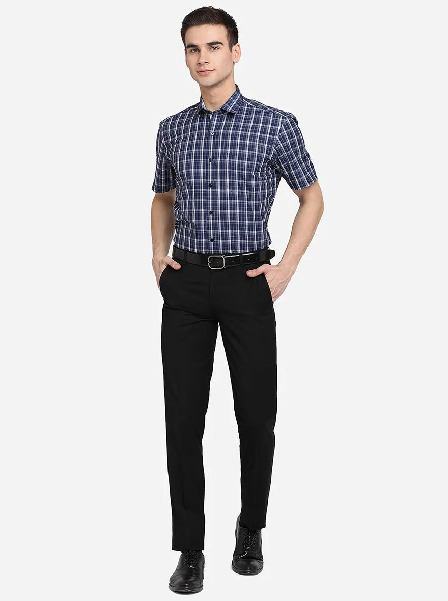 Black Solid Slim Fit Formal Trouser | Metal