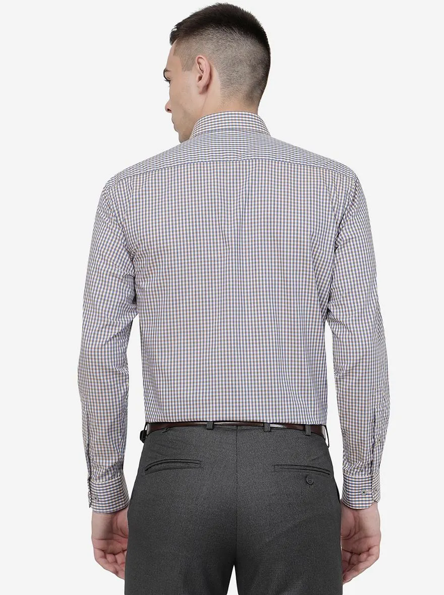 Blue Checked Regular Fit Formal Shirt | JadeBlue