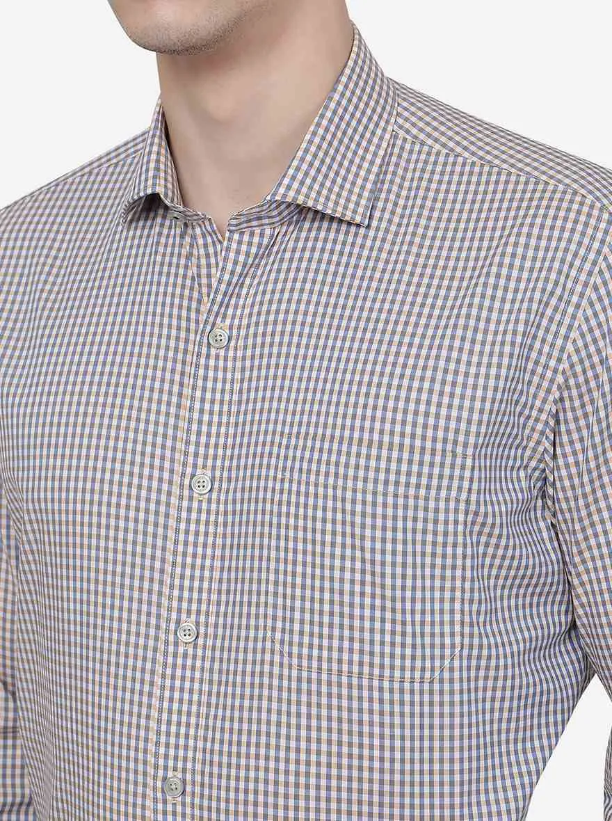 Blue Checked Regular Fit Formal Shirt | JadeBlue