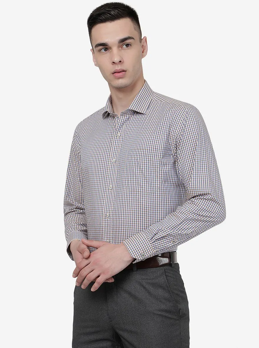 Blue Checked Regular Fit Formal Shirt | JadeBlue