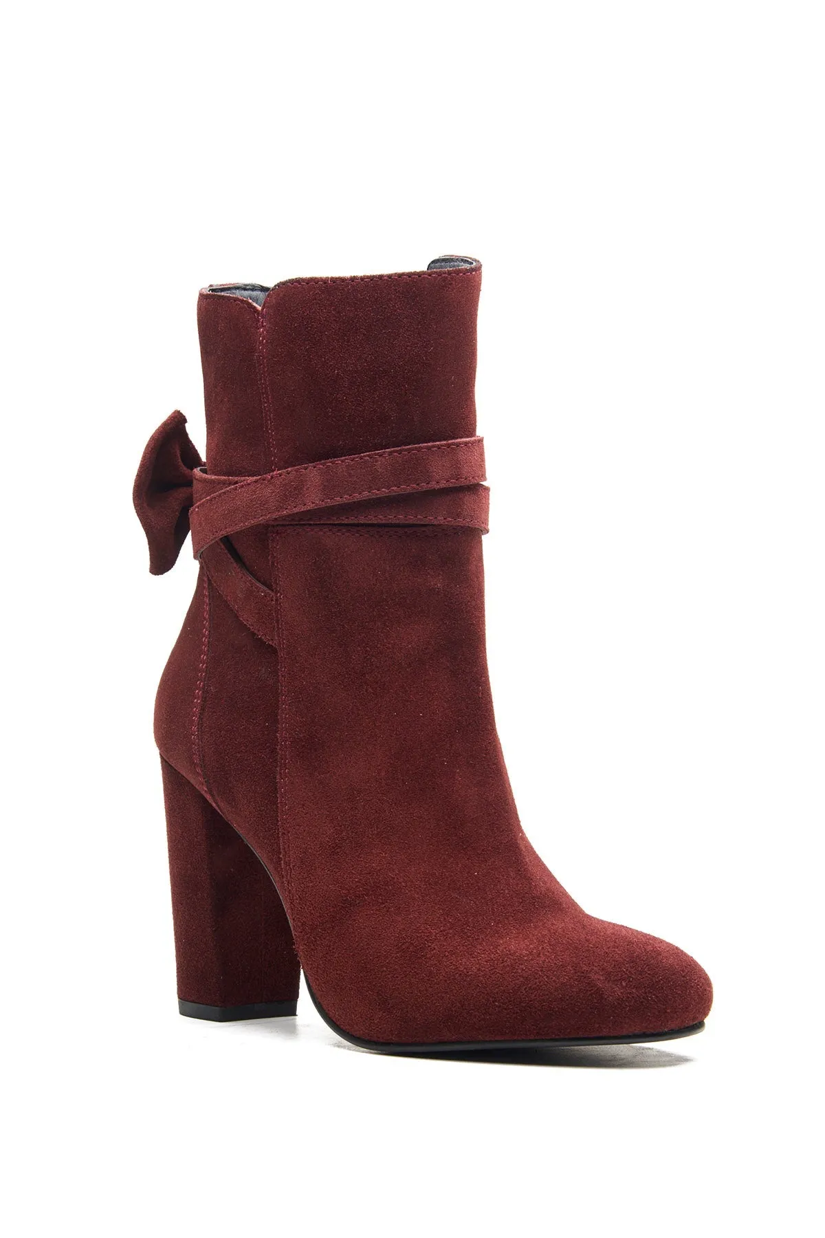 Bordo Bow Detail Ankle Boots