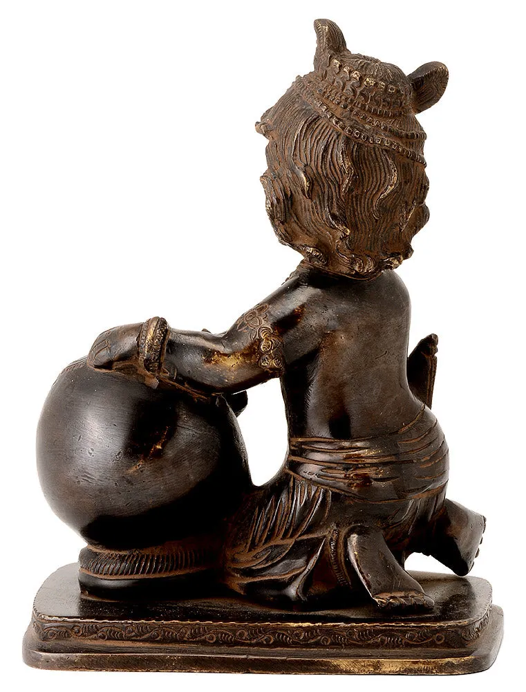Brass Makhanchor Krishna in Antique Bronze Finish