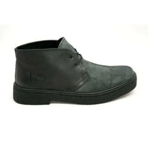 British Walkers Playboy Men's Black and Grey Leather Ankle Boots