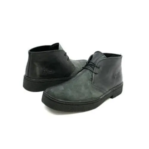 British Walkers Playboy Men's Black and Grey Leather Ankle Boots
