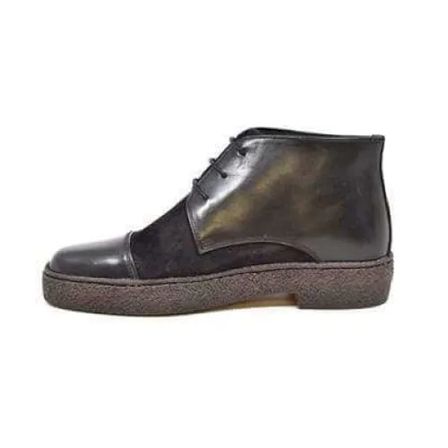 British Walkers Playboy Moc Toe Men's Black Leather and Suede Ankle Boots