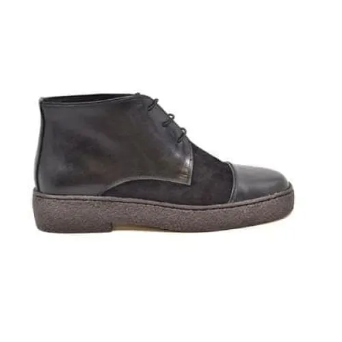 British Walkers Playboy Moc Toe Men's Black Leather and Suede Ankle Boots