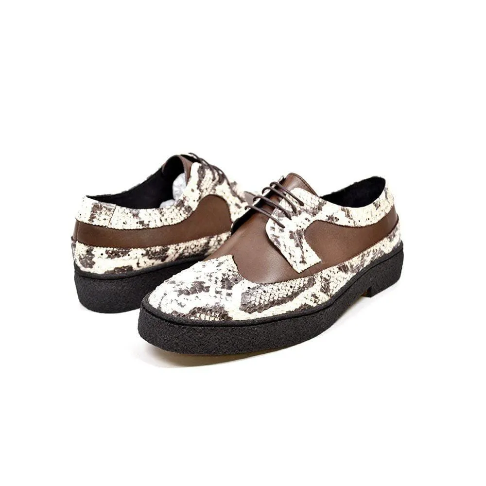 British Walkers Playboy Originals Wingtip Low Cut Men's Brown Leather & Snake Skin Oxfords Ankle Boots
