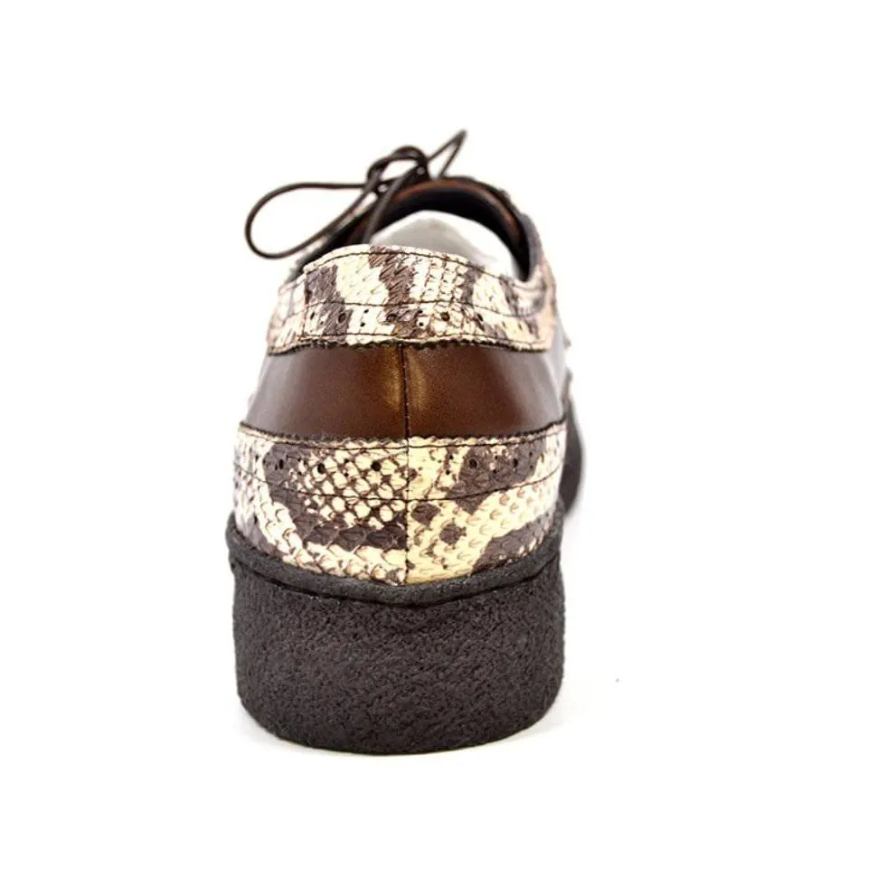 British Walkers Playboy Originals Wingtip Low Cut Men's Brown Leather & Snake Skin Oxfords Ankle Boots