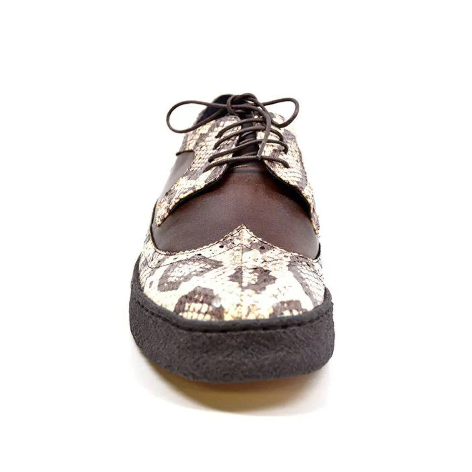 British Walkers Playboy Originals Wingtip Low Cut Men's Brown Leather & Snake Skin Oxfords Ankle Boots