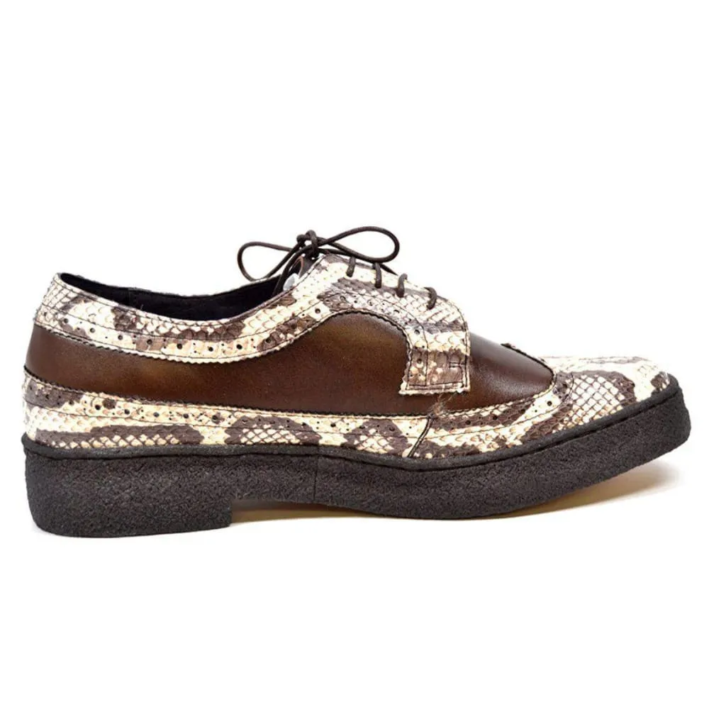 British Walkers Playboy Originals Wingtip Low Cut Men's Brown Leather & Snake Skin Oxfords Ankle Boots