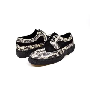 British Walkers Playboy Originals Wingtip Oxford Men's Black Suede & Python Leather Low Cut Ankle Boots