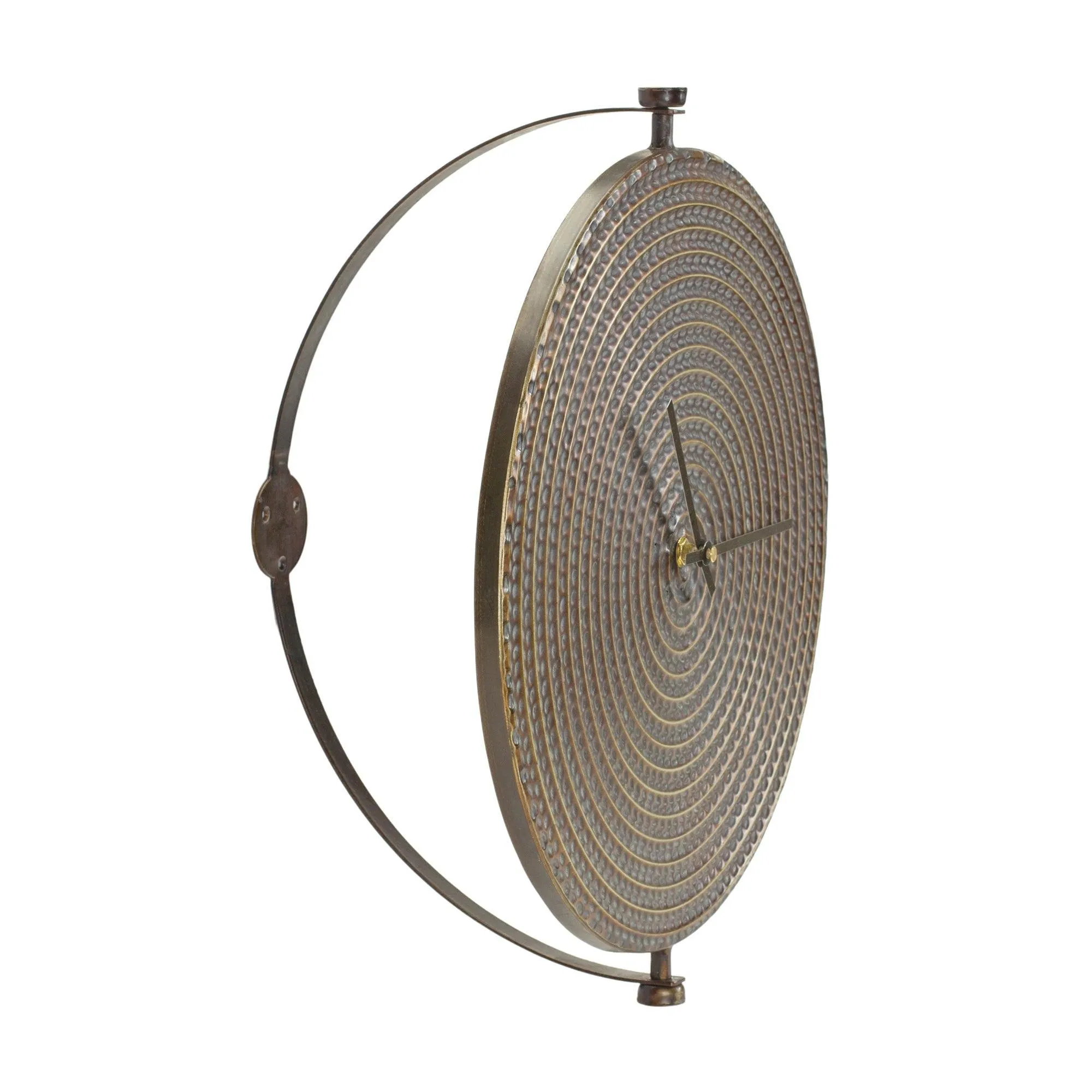Bronze Metal Wall Clock with Suspended Stand 15"D
