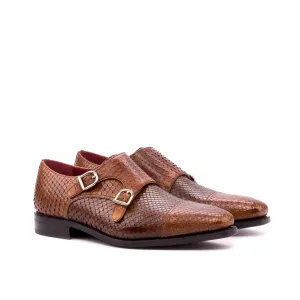 Brown Python Double-Monk Shoes