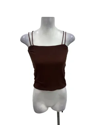 Brown Ribbed Double Strap Camisole