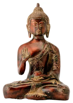 Buddha Figurine in Antique Copper Finish