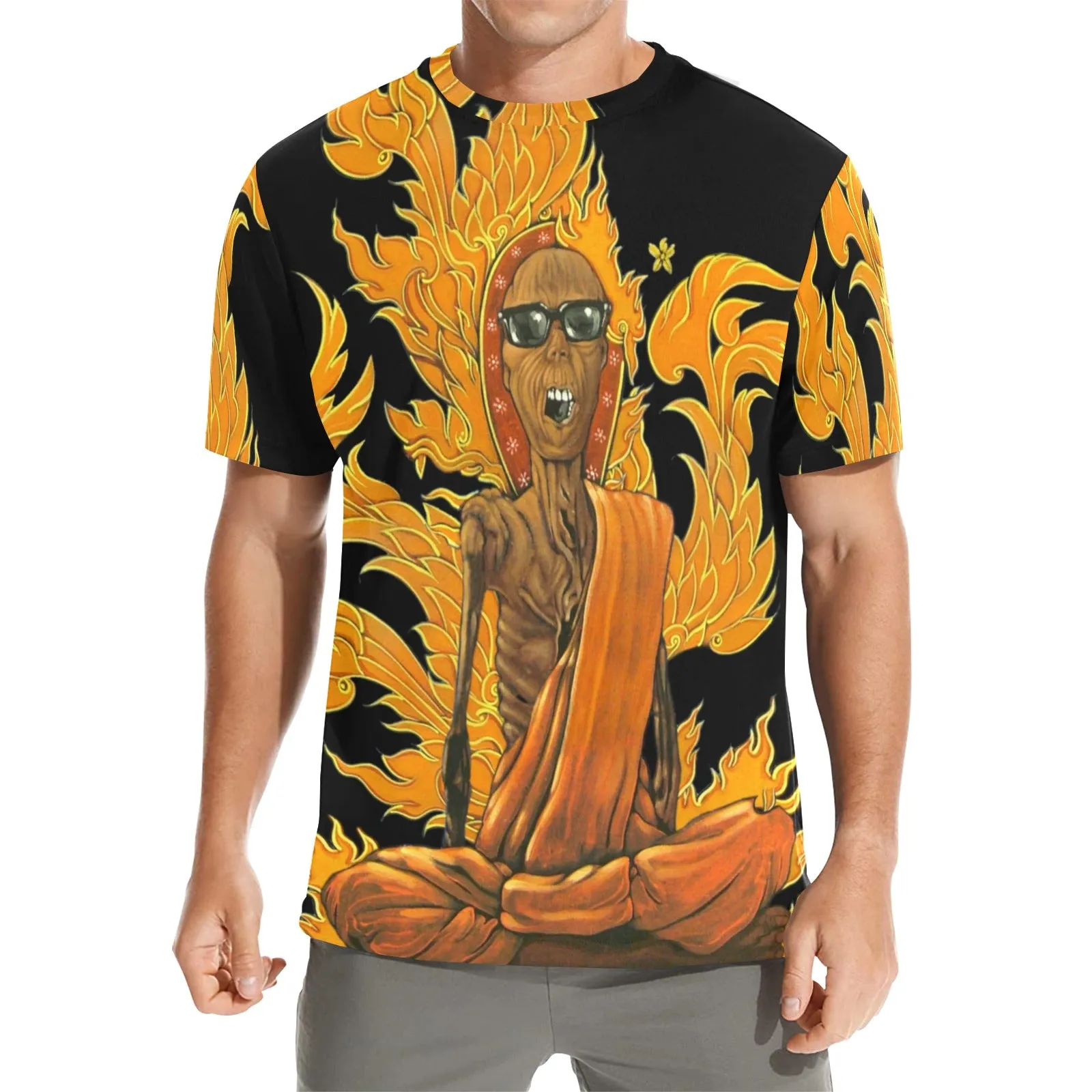 Burning Monk Men's Crew Neck T-shirt