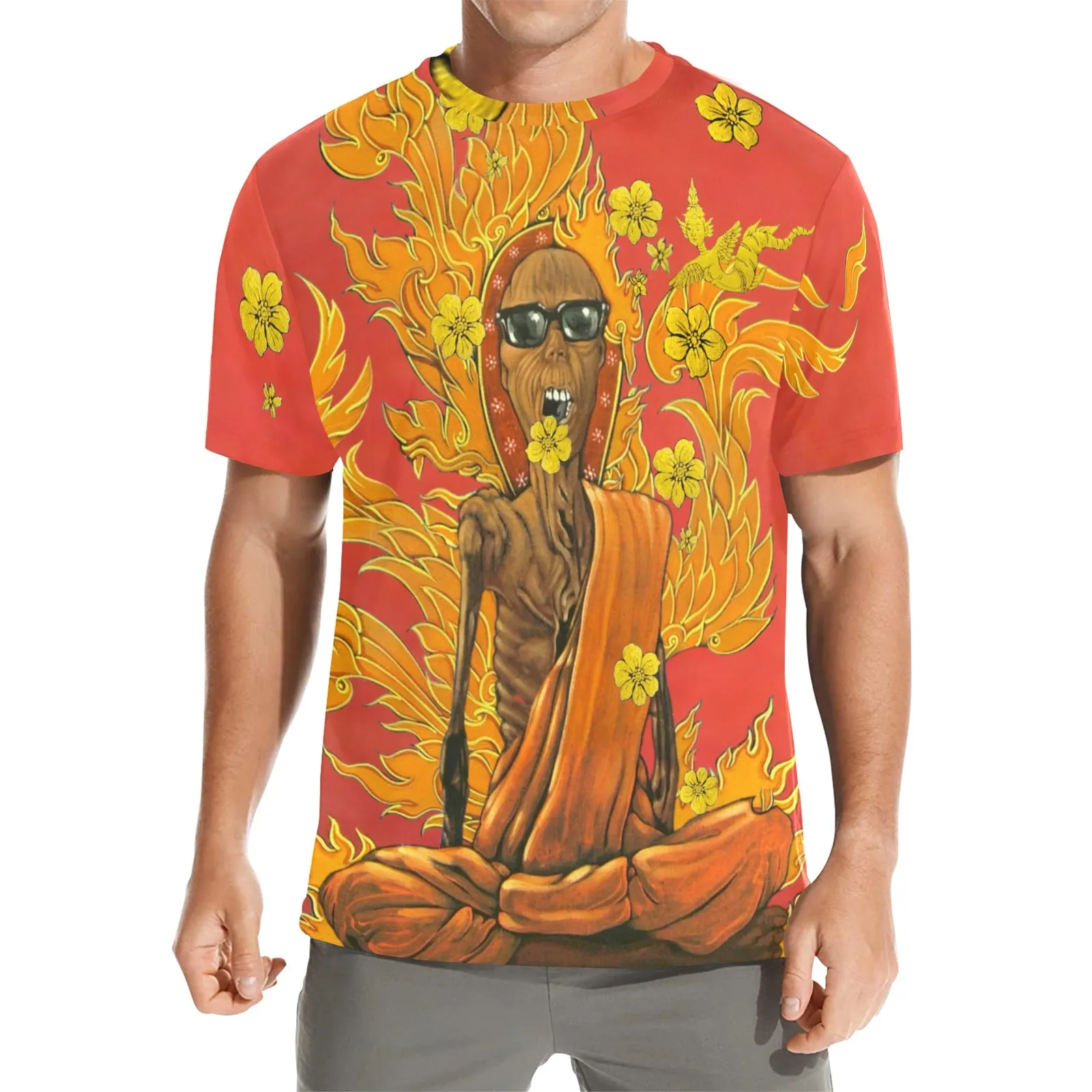 Burning Monk Men's Crew Neck T-shirt