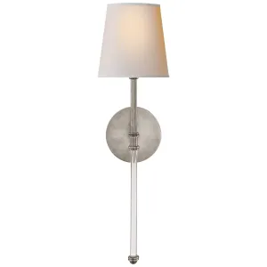 Camille Sconce in Antique Nickel with Linen Shade