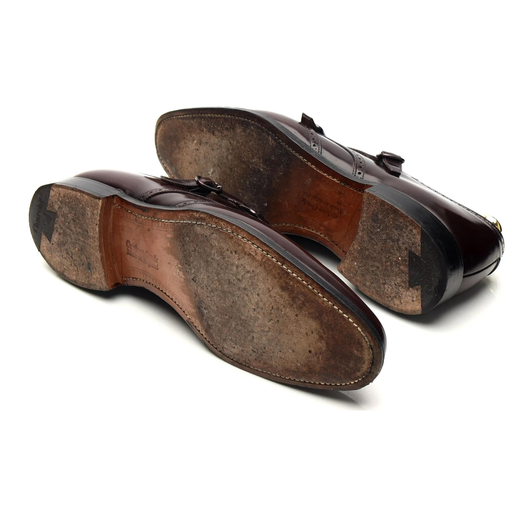 'Chicago' Burgundy Leather Double Monk Strap Brogues UK 9 F