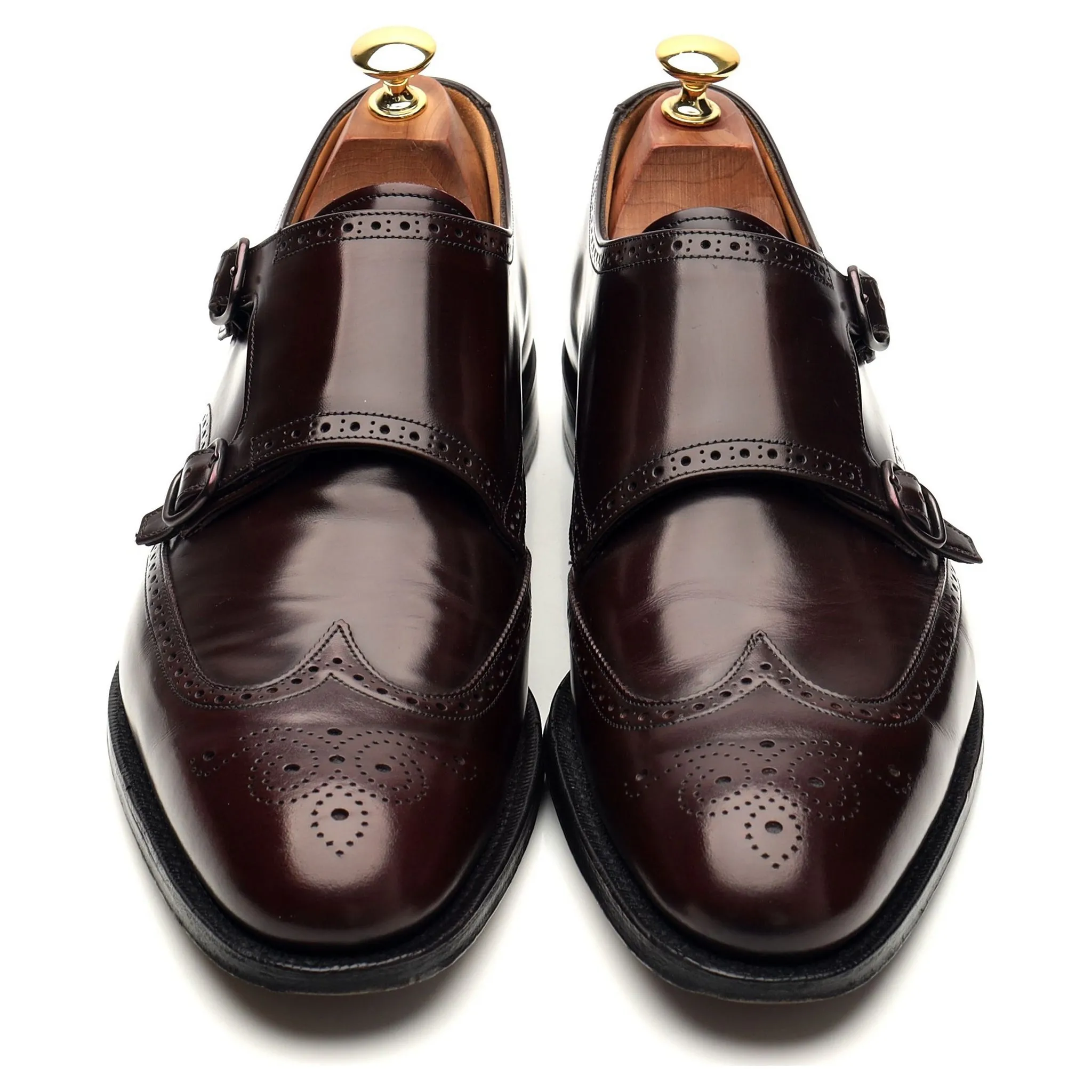 'Chicago' Burgundy Leather Double Monk Strap Brogues UK 9 F