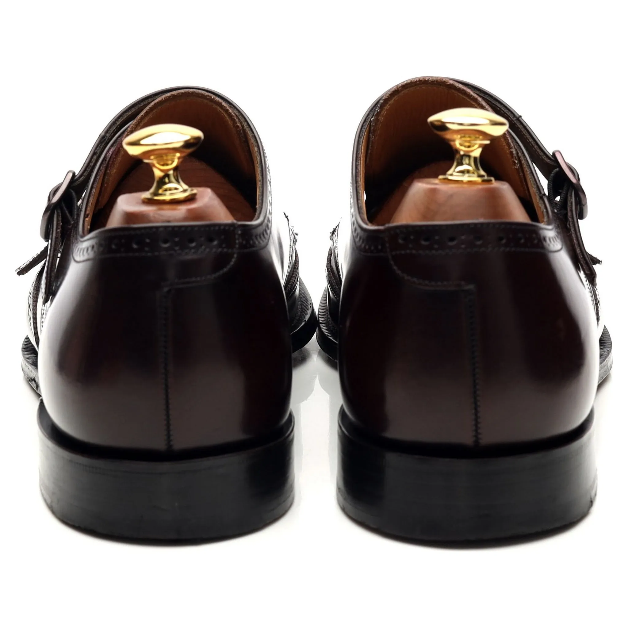 'Chicago' Burgundy Leather Double Monk Strap Brogues UK 9 F