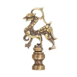 Chinese Qilin Finial with Antique Brass Finish