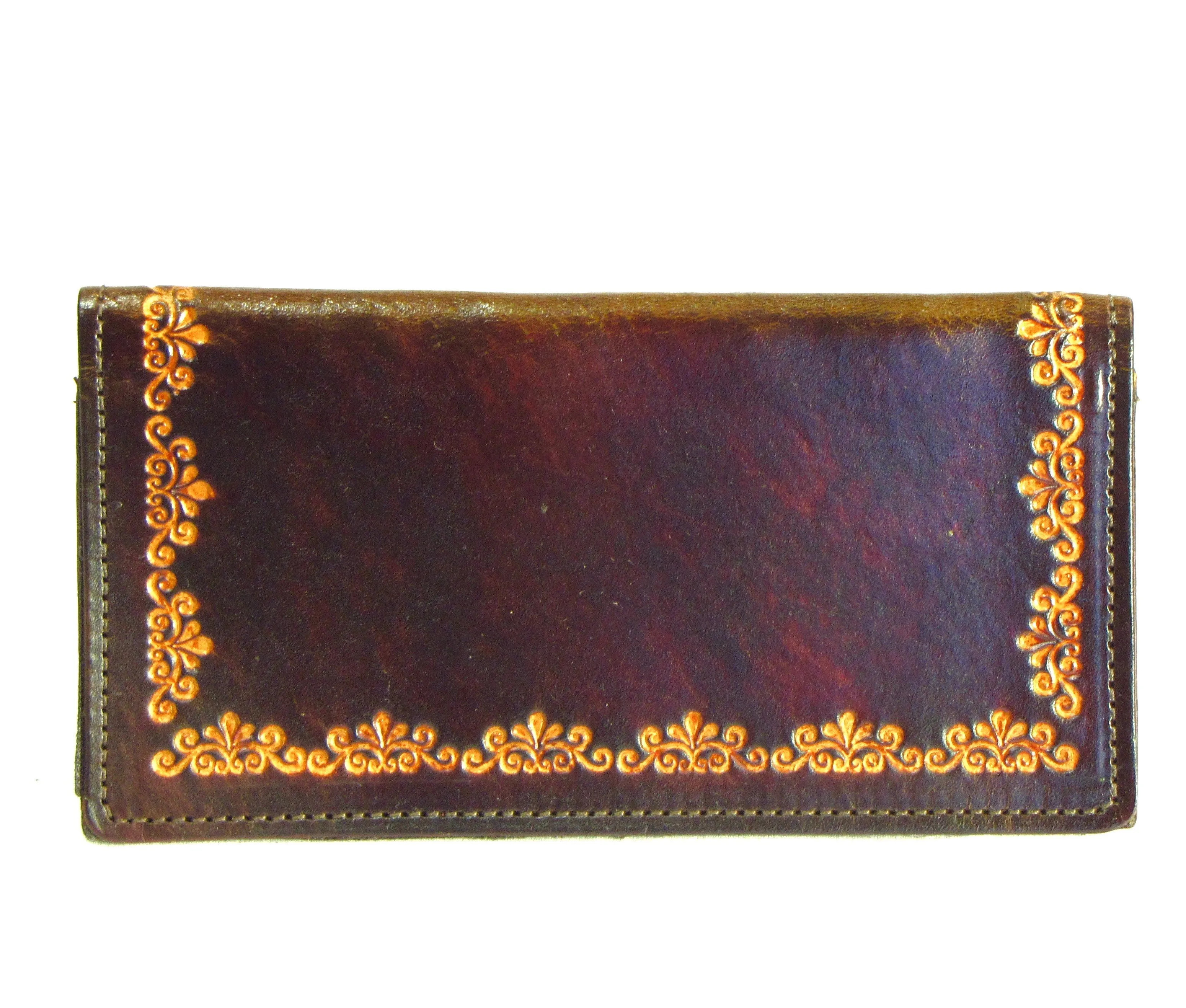 CK701A-30  Antique Finish Checkbook Cover- Border Scroll