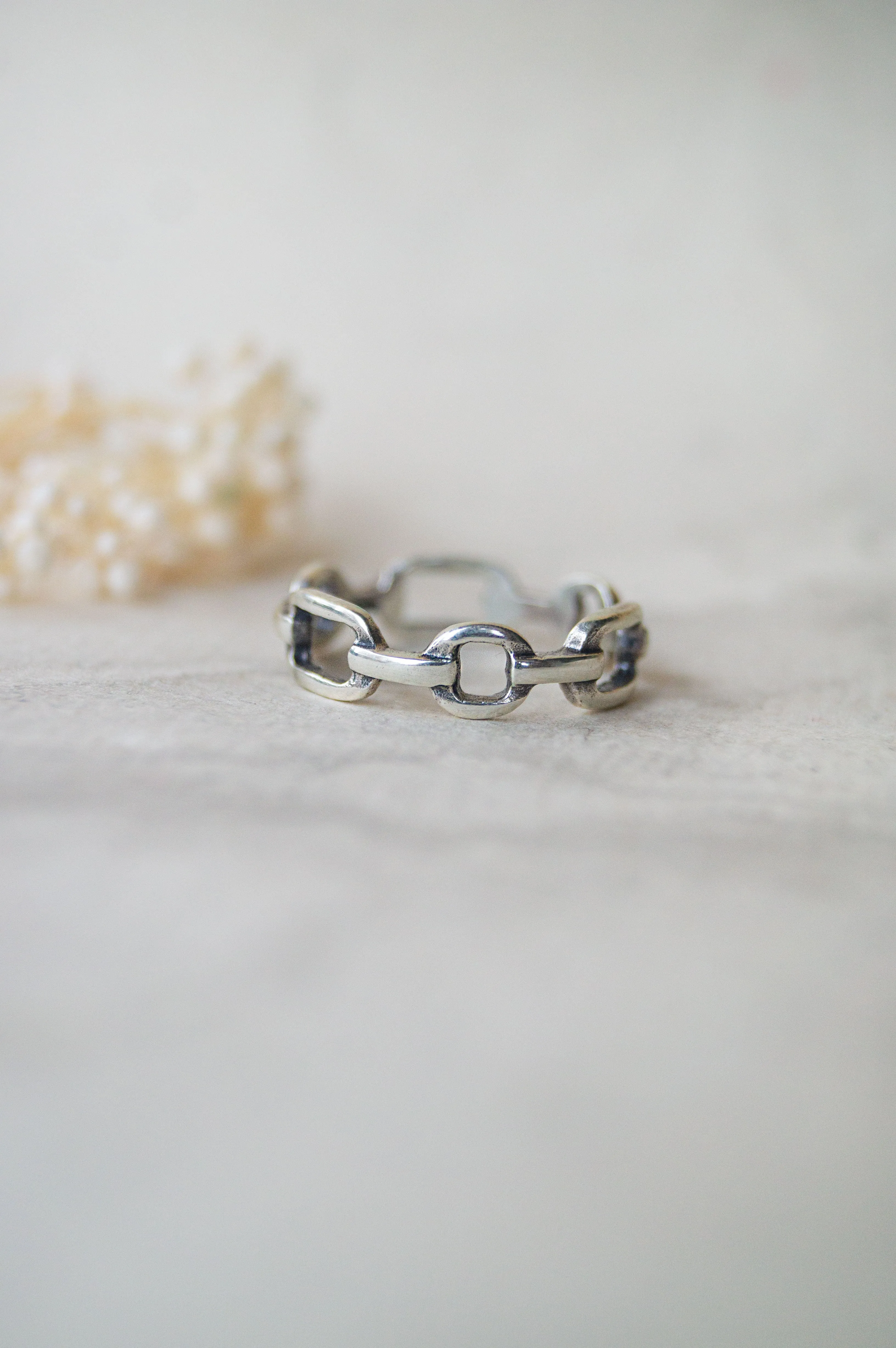 Connected Loops Antique Finish Sterling Silver Band Ring