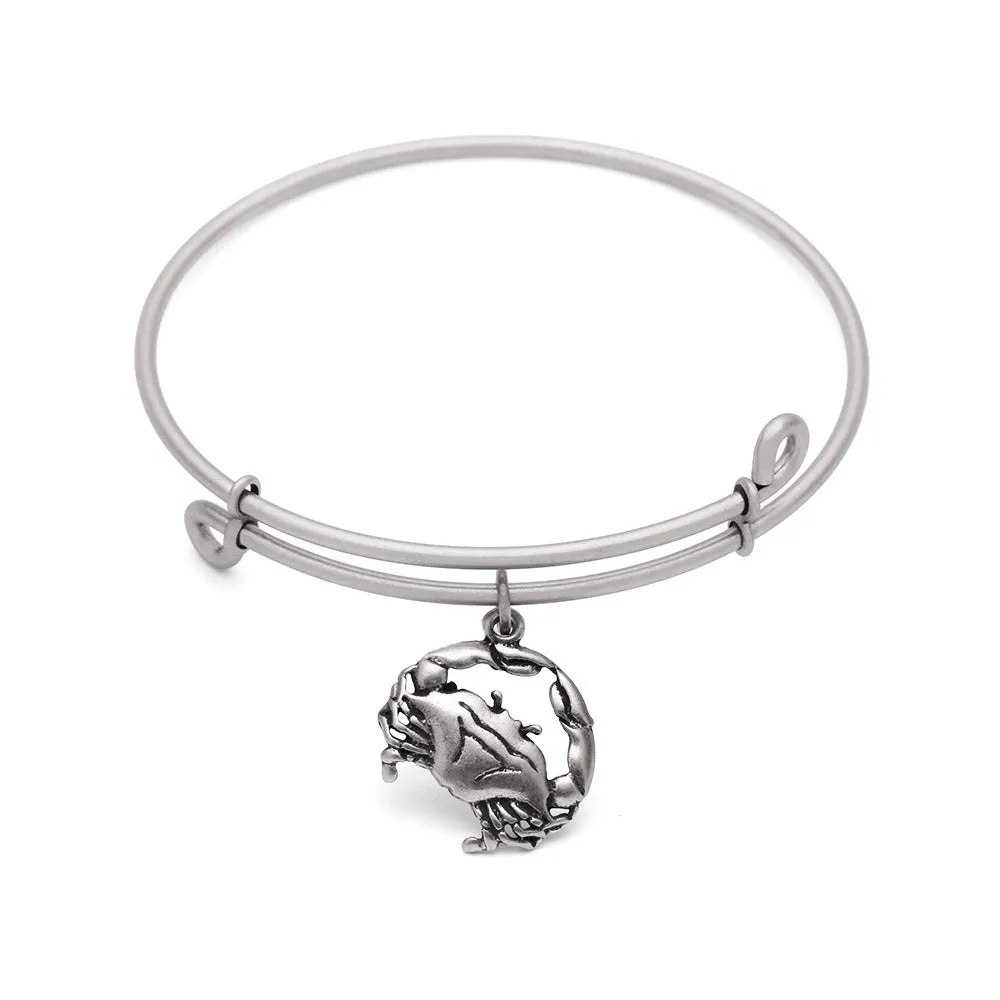 Crab, Bangle Antique Silver Color Finish