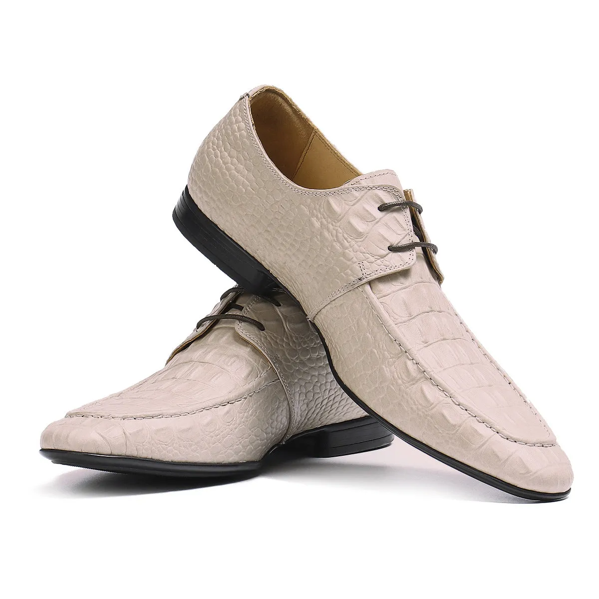 Crocodile Pattern Men's Leather Shoes Genuine Leather Soft Bottom Soft Surface Business Casual Derby Shoes British Embossed Men's Shoes65119