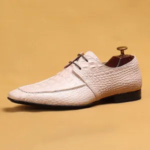 Crocodile Pattern Men's Leather Shoes Genuine Leather Soft Bottom Soft Surface Business Casual Derby Shoes British Embossed Men's Shoes65119