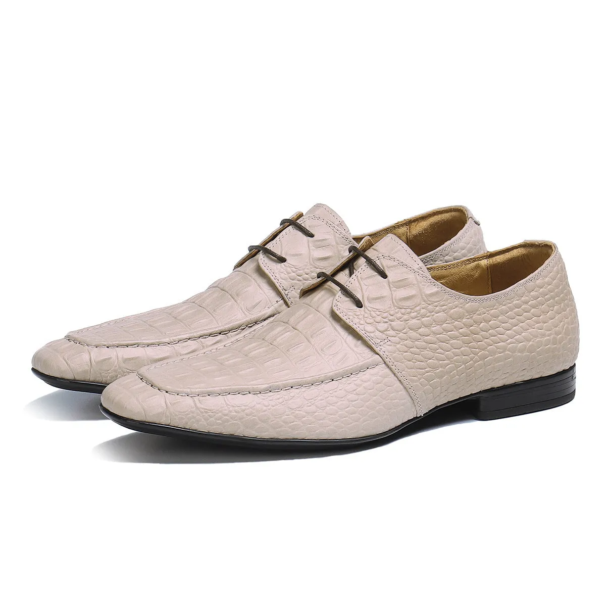 Crocodile Pattern Men's Leather Shoes Genuine Leather Soft Bottom Soft Surface Business Casual Derby Shoes British Embossed Men's Shoes65119