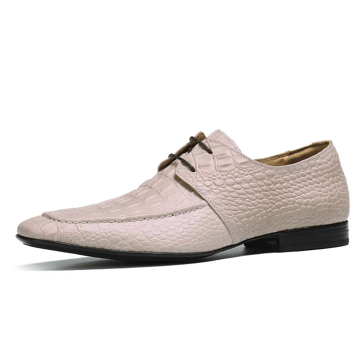 Crocodile Pattern Men's Leather Shoes Genuine Leather Soft Bottom Soft Surface Business Casual Derby Shoes British Embossed Men's Shoes65119