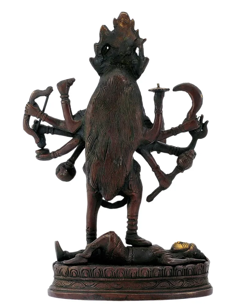 Dakshineshwari Kali Mata - Engraved Antique Finish Brass Statue