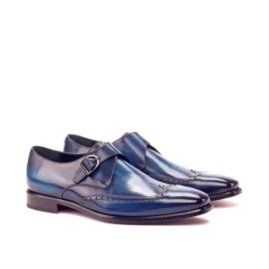 DapperFam Brenno in Denim Men's Hand-Painted Patina Single Monk