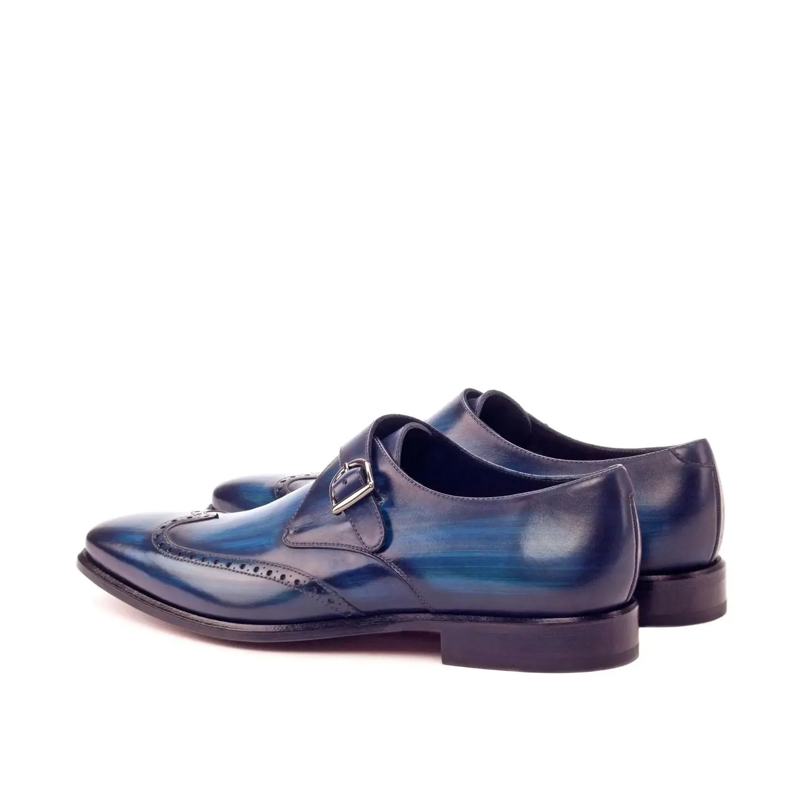 DapperFam Brenno in Denim Men's Hand-Painted Patina Single Monk