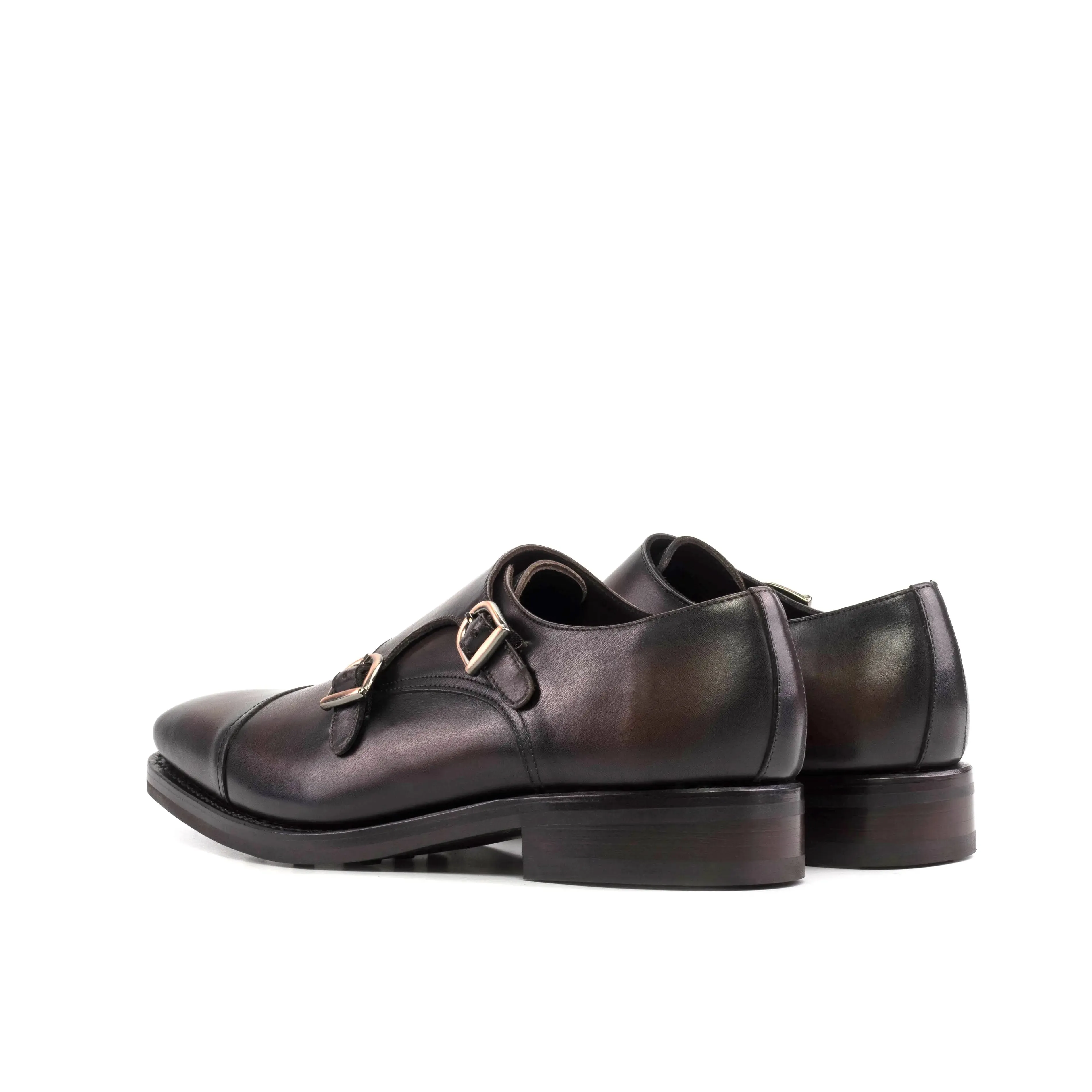 DapperFam Monaco in Dark Brown Men's Italian Leather Double Monk
